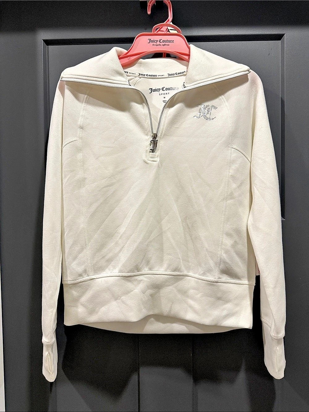 Juicy Couture Sport Quarter-Zip Hoodie in Cream Size Medium NWT